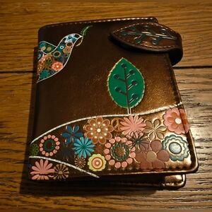 Women's Unique Colorful Floral Wallet with Bird Design